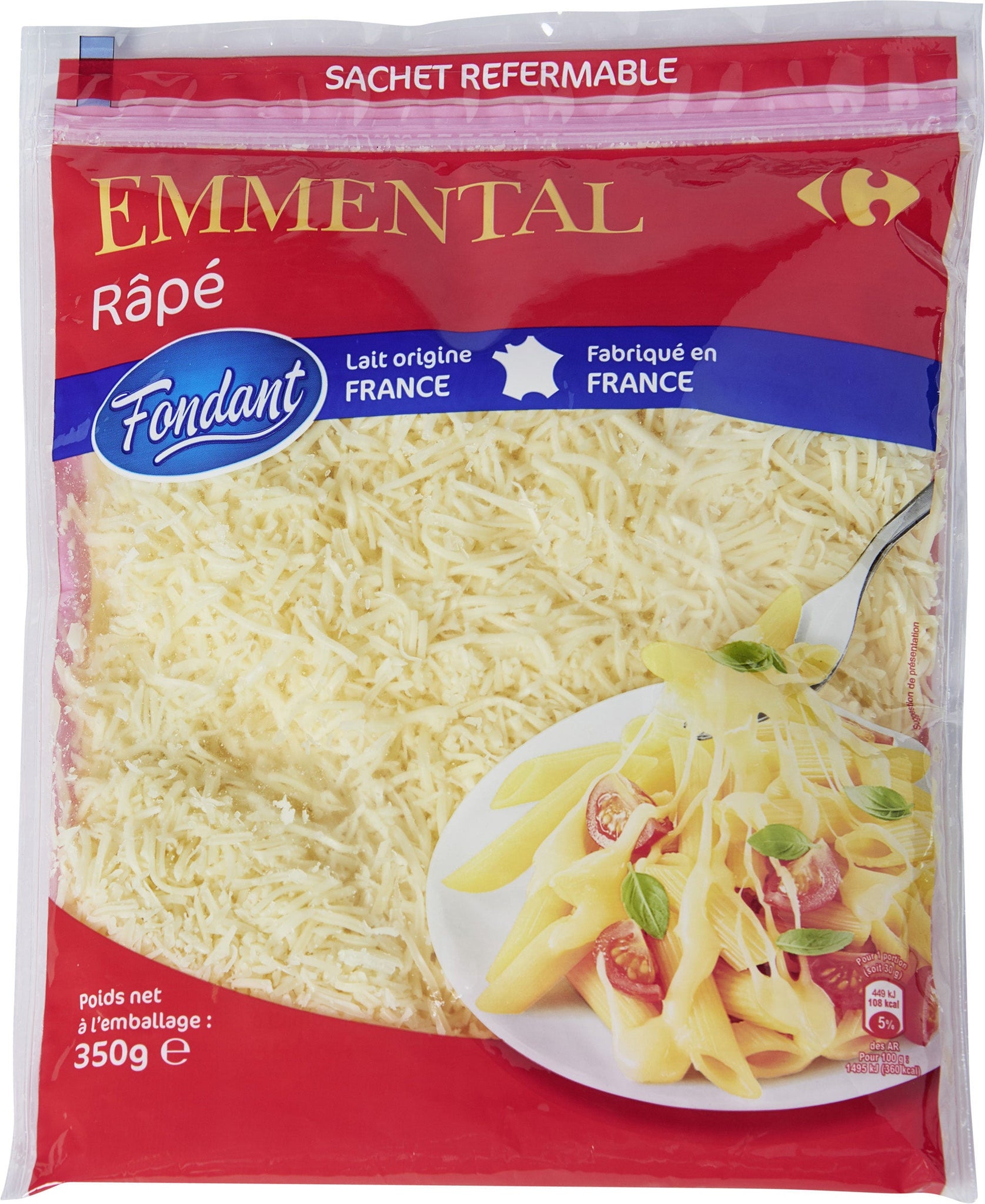 stm>Grated Emmental, Carrefour 350gr