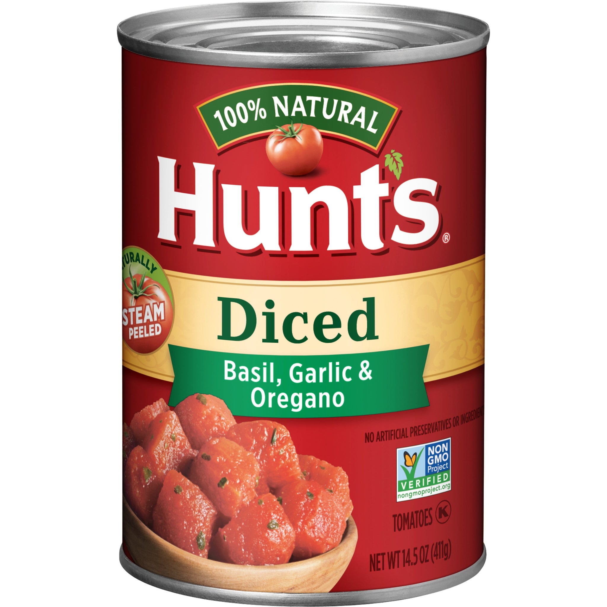 gre>Hunts Diced Tomatoes -Basil, Garlic, Oregano -14oz Canned